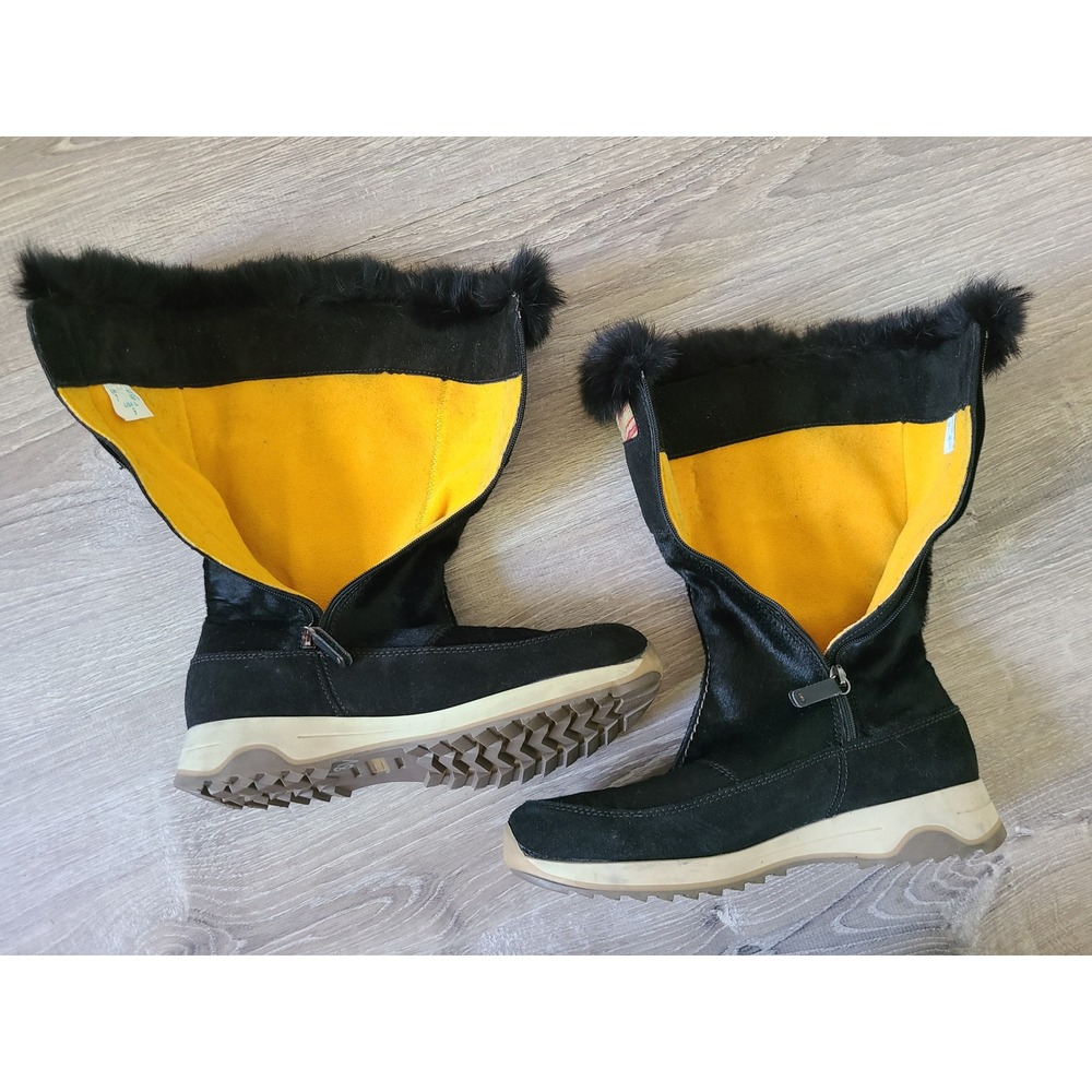 Y2K Tecnica Skandia Sz 9 Apres Ski Boots Fur Lined Goat Hide Italy Suede Black - Picture 5 of 9